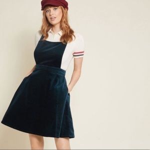 ModCloth Cupcake Consultant Velvet Jumper in Teal
